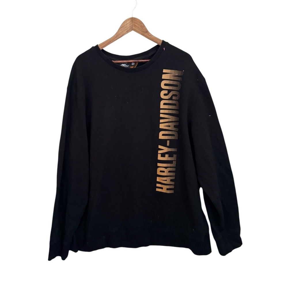 Harley-Davidson Black Long Sleeve Shirt 2XL Motor Graphic Tee‎ Y2K Vintage Style